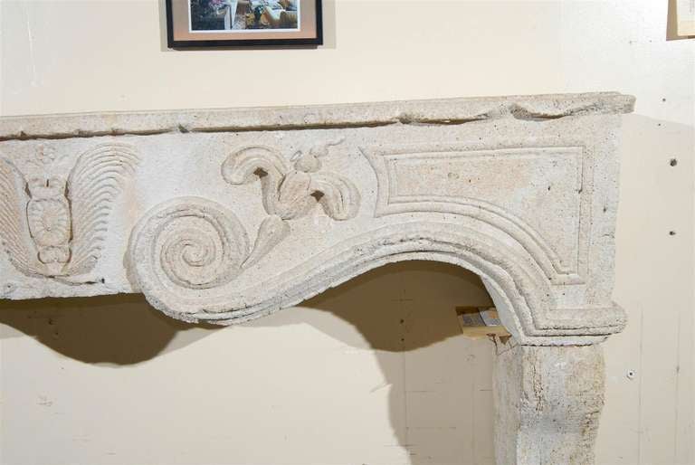 17th C. Carved Stone Mantel from Provence For Sale 3