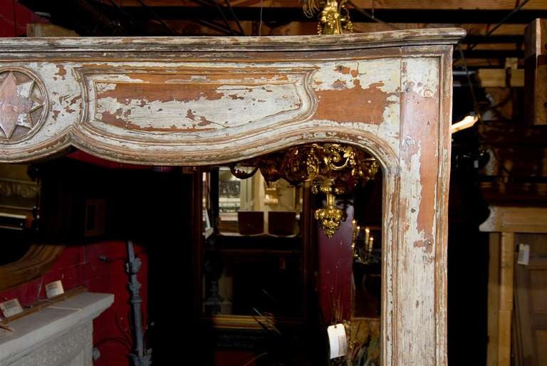 Early 19th C. French Carved Walnut Mantel In Good Condition For Sale In Atlanta, GA