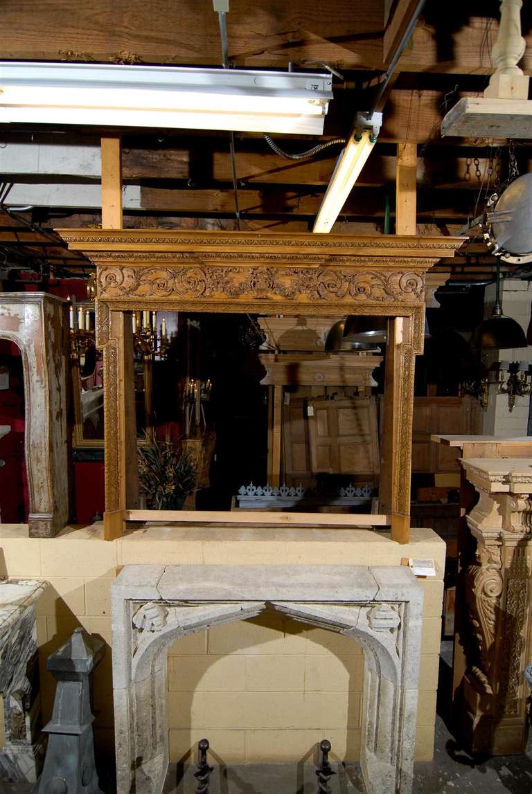 English Early 19th c. Finely Carved Pine Georgian Mantel For Sale