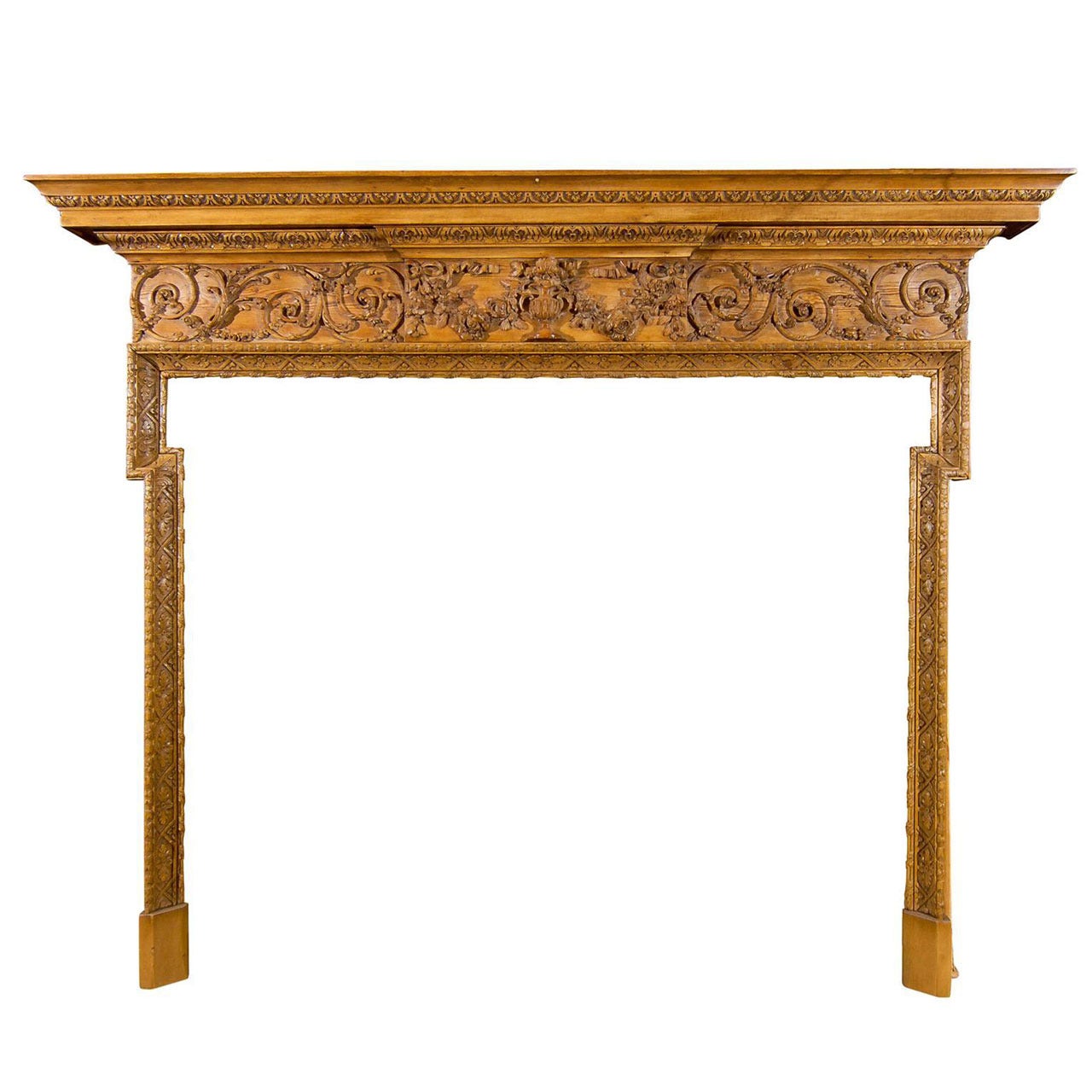 Early 19th c. Finely Carved Pine Georgian Mantel For Sale