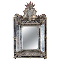 Antique Early 20th c. Exceptional Murano or Venetian Glass Mirror