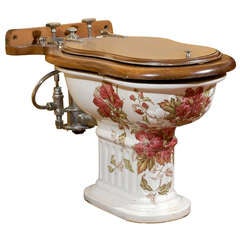 Antique Rare, Complete 19th Century French "Porcelaine Anglaise Cauldon" Hand Painted Bidet