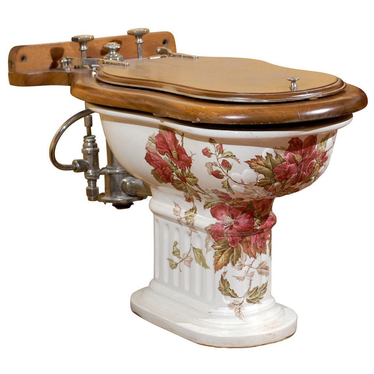 Rare, Complete 19th Century French "Porcelaine Anglaise Cauldon" Hand Painted Bidet For Sale