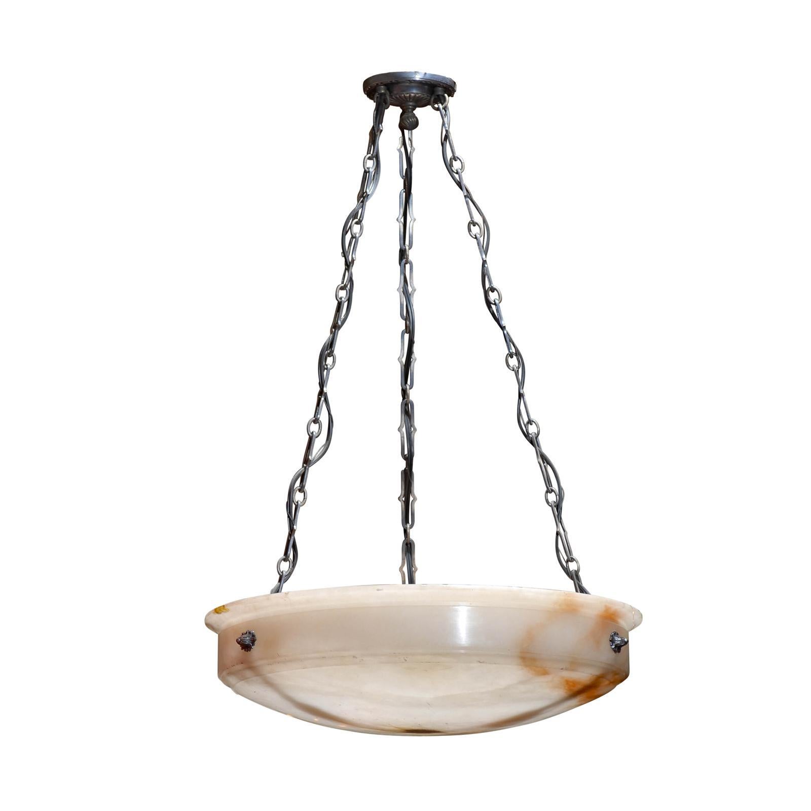 Early 20th c. European Alabaster Light Fixture For Sale