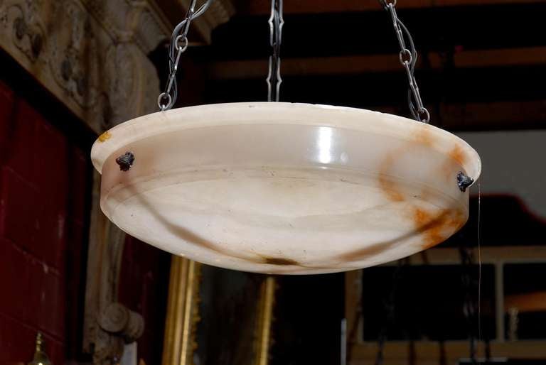 English Early 20th c. European Alabaster Light Fixture For Sale
