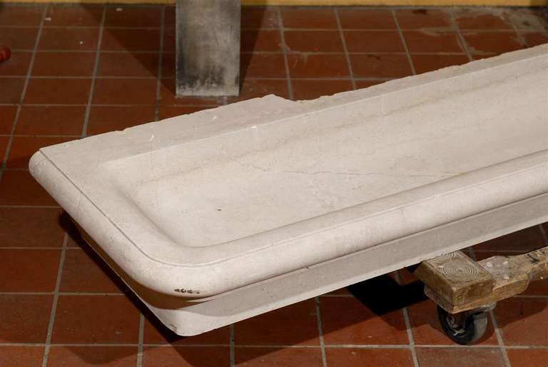 19th C. French Carved Long Stone Washbasin For Sale 2