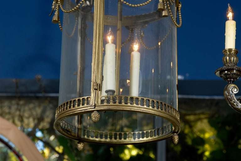 Classic 19th c. French Brass Hall Lantern For Sale 3