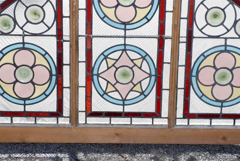 19th c. English Stained Glass Panel and Arched Transom In Good Condition For Sale In Atlanta, GA