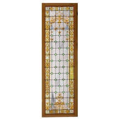 19th C. French Leaded and Stained Glass Panel
