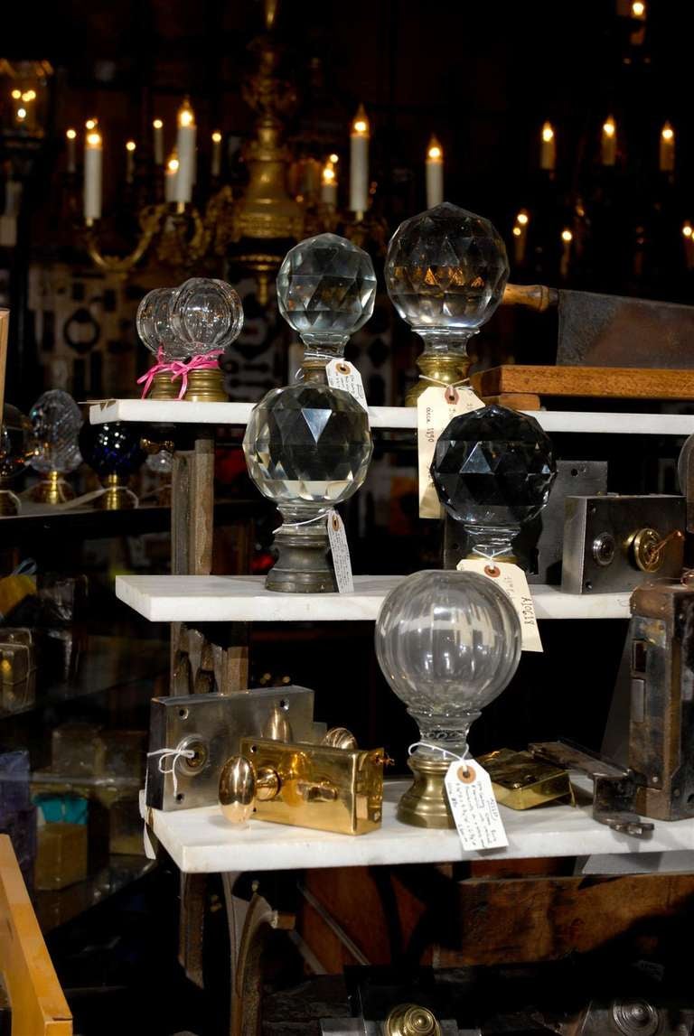 antique glass newel post finials
