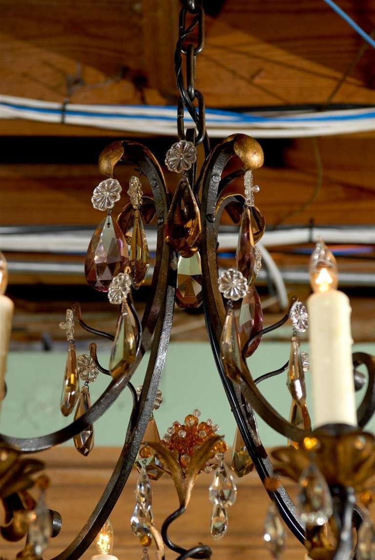 19th Century French Iron & Crystal Chandelier with Eight Lights For Sale 2
