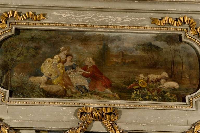 Late 19th Century Painted Trumeau from Provence with Painted Narrative Panel For Sale 3