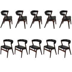 Ten Kai Kristiansen Danish Dining Chairs