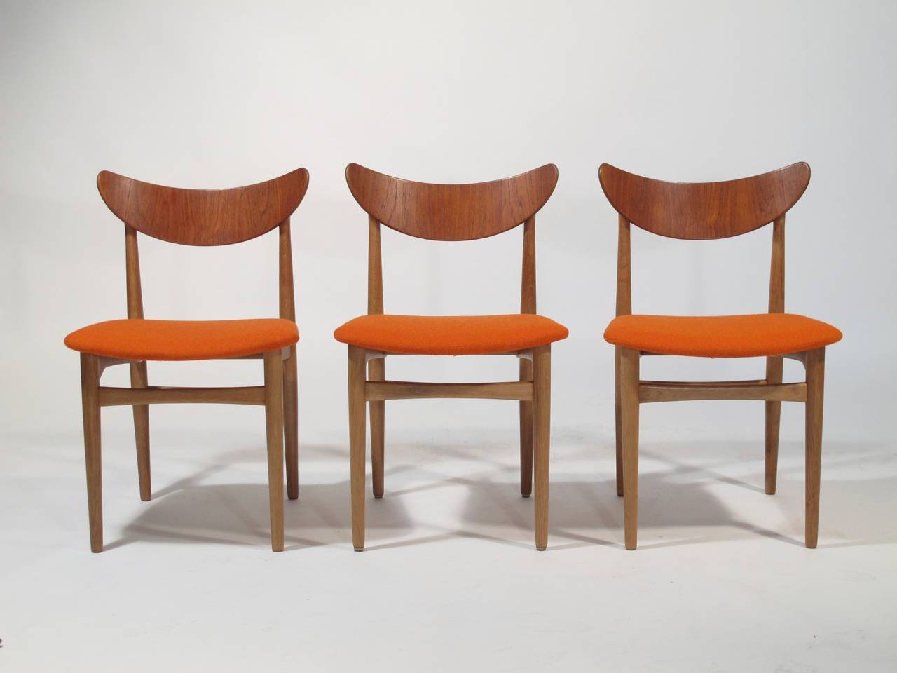 Oiled Danish Curved Back Dining Chairs