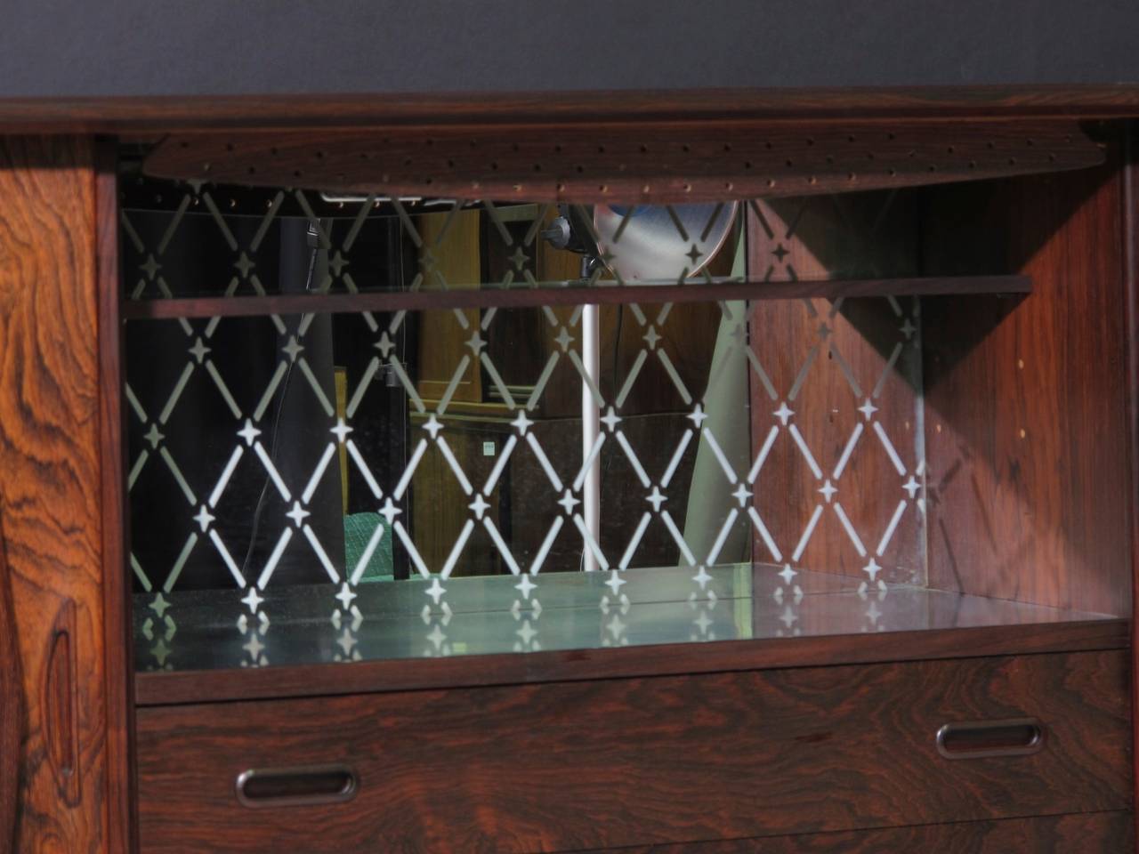 Hand-Crafted Danish Rosewood Sideboard Credenza with Bar
