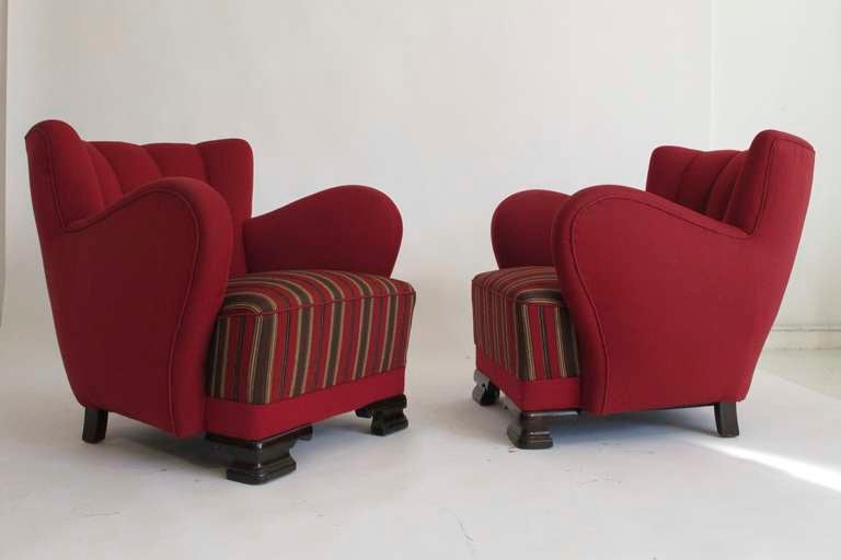 Wood Scandinavian 1930's Deco Club Chairs