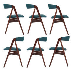 Retro Six Danish Walnut Dining Chairs