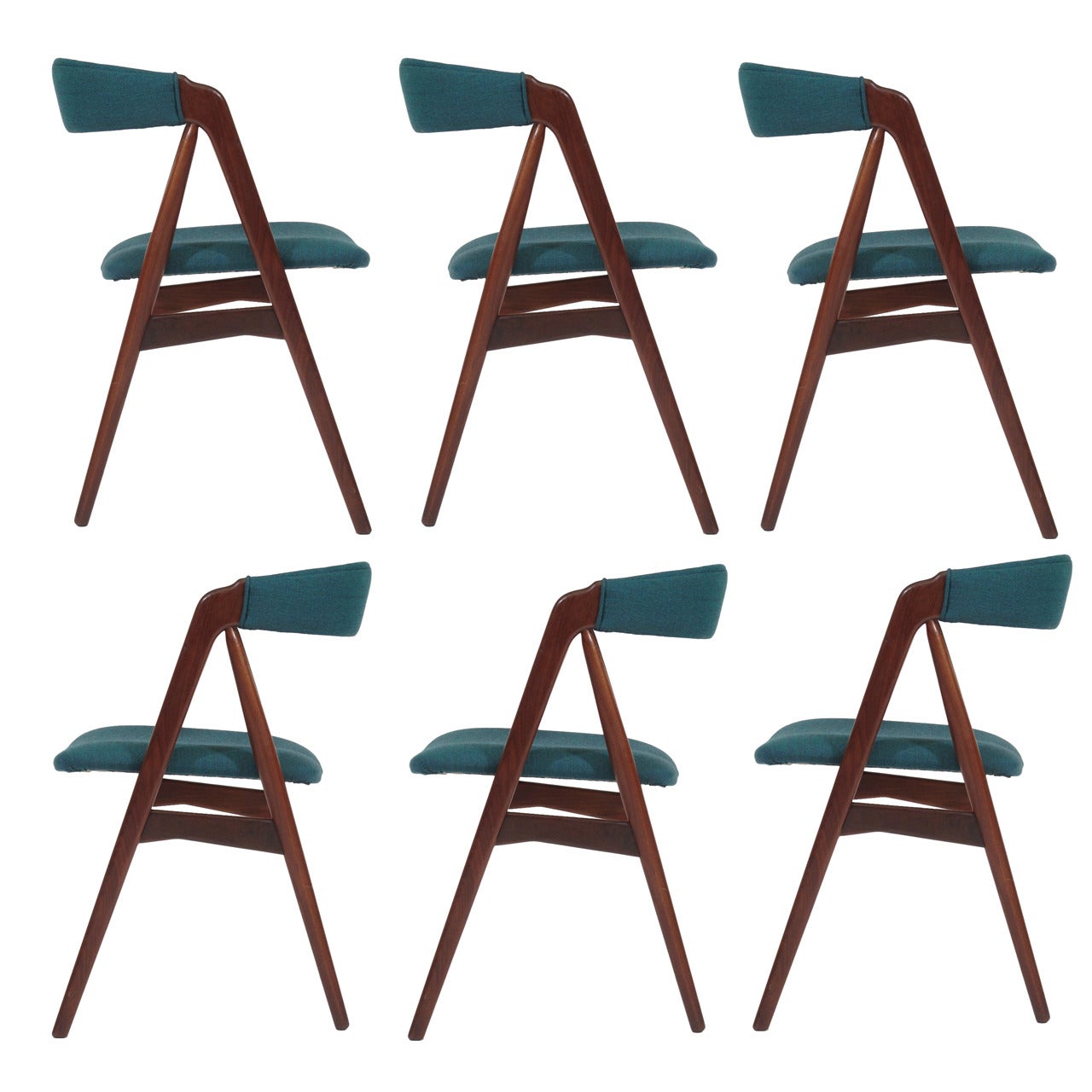 Six Danish Walnut Dining Chairs
