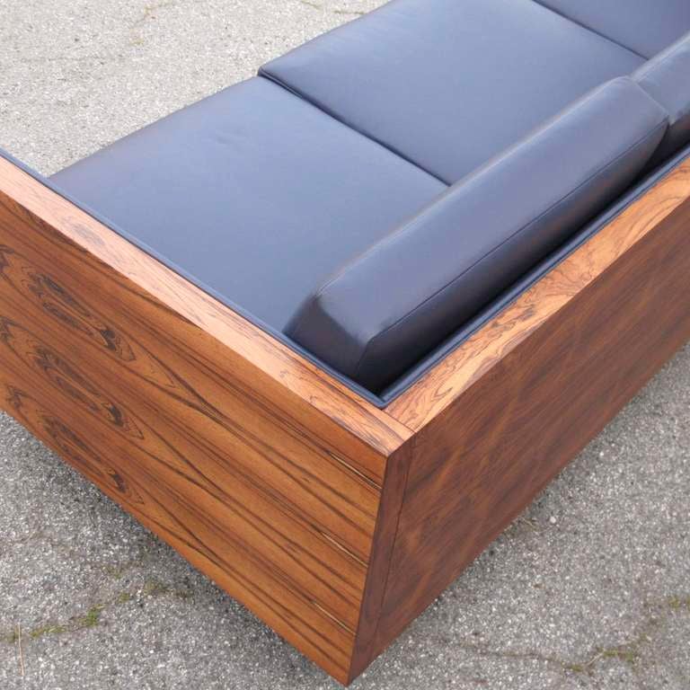 Mid-Century Modern Mid-century Milo Baughman Rosewood Leather Case Sofa