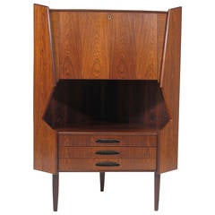 Vintage Danish Rosewood Corner Cabinet Bar