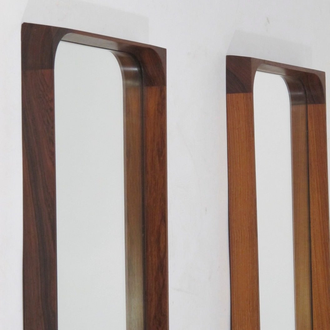 Scandinavian Modern Mid-Century Brazilian Rosewood Frame Mirrors
