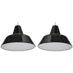 Pair of Black Arne Jacobsen Pendant by Louis Poulsen