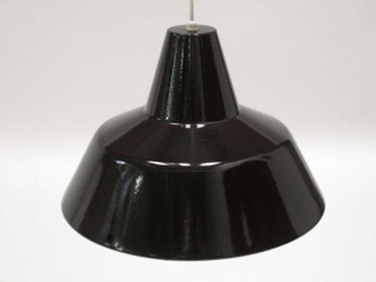 Mid-Century Modern Pair of Black Arne Jacobsen Pendant by Louis Poulsen