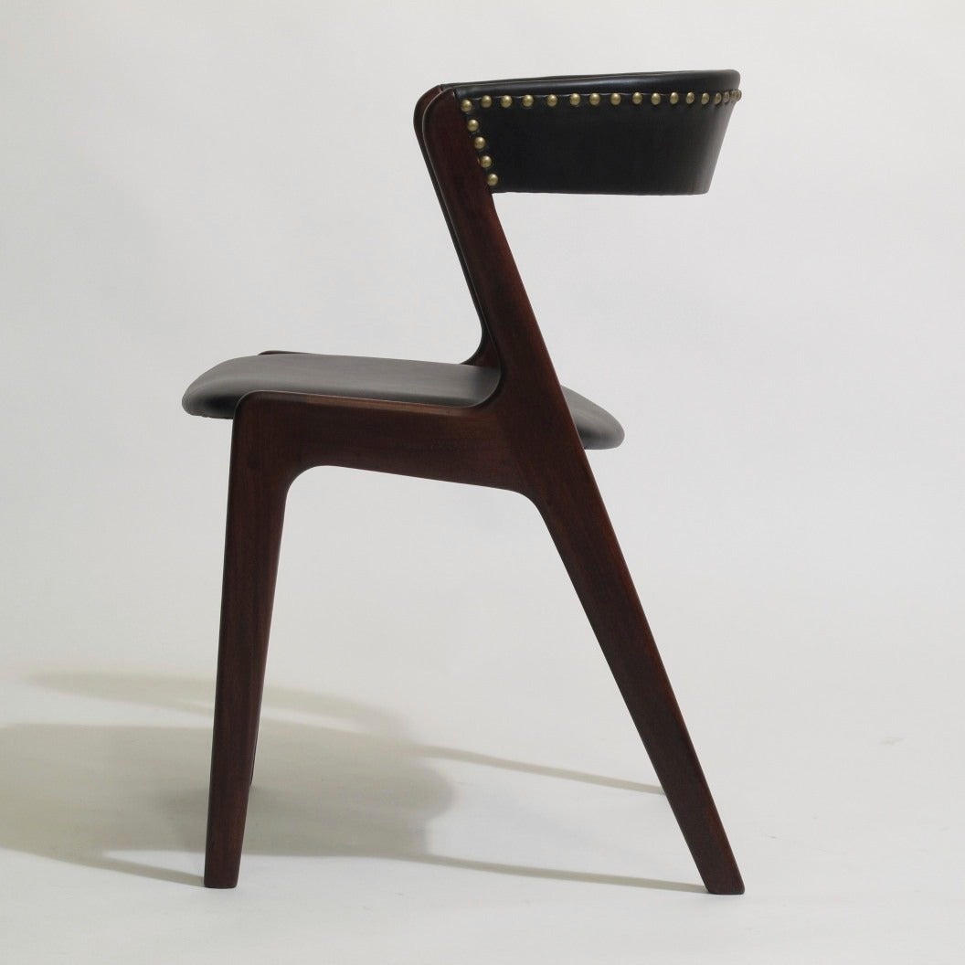 20th Century Ten Kai Kristiansen Black Leather Danish Dining Chairs