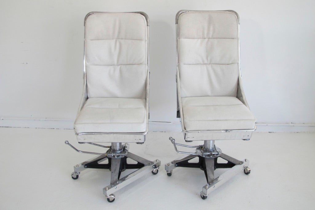 Polished Military Jet Seats in White Fur