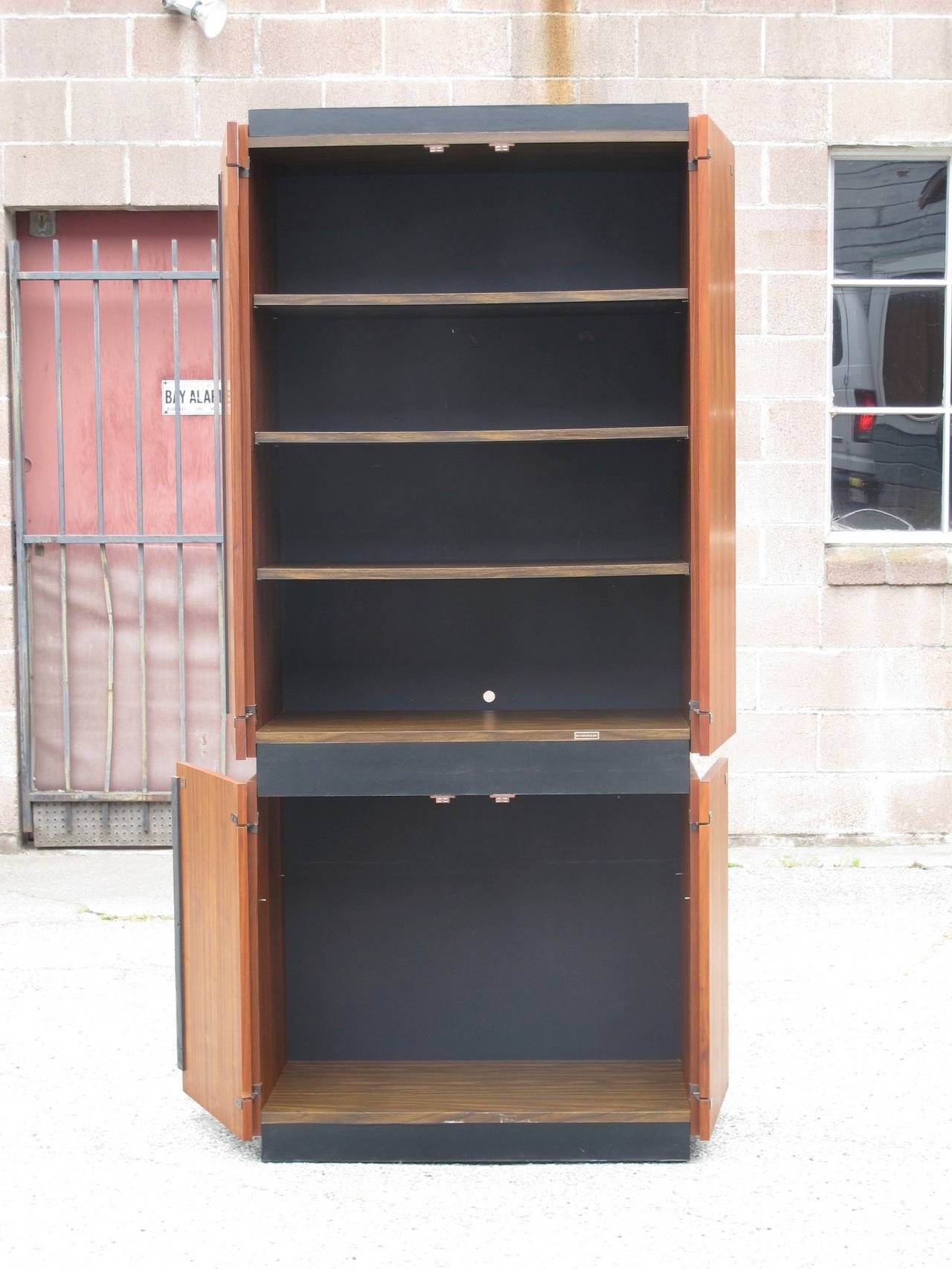 Barzilay Mid Century Walnut Armoire In Excellent Condition In Oakland, CA