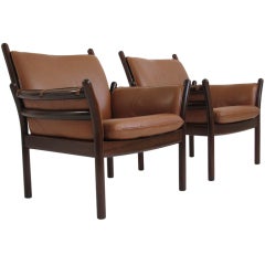 Illum Wikkelso Leather Easy Chairs