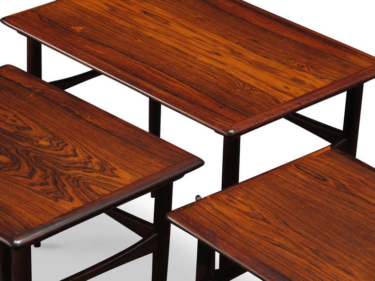 Danish Brazilian Rosewood Nesting Tables In Excellent Condition In Oakland, CA