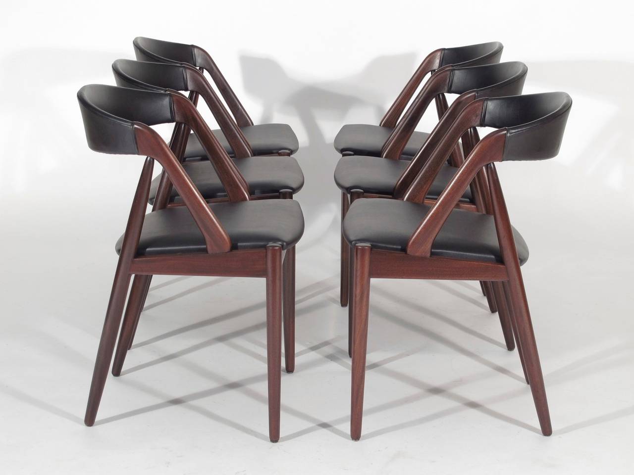 Stained Mid-Century Kai Kristiansen Curved Back Dining Chairs 45+ Available