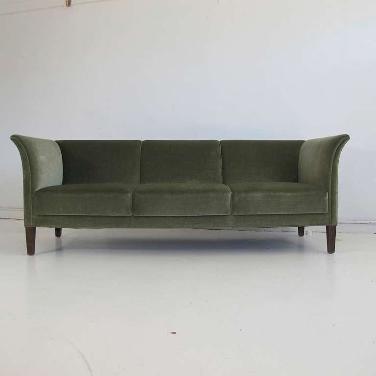 MId-century Mohair Sofa with Flared Arms In Good Condition In Oakland, CA