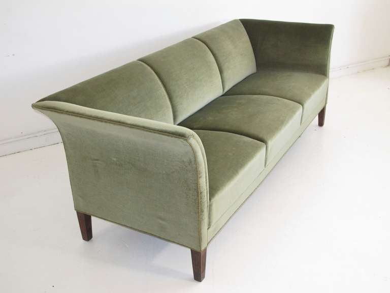 Danish MId-century Mohair Sofa with Flared Arms