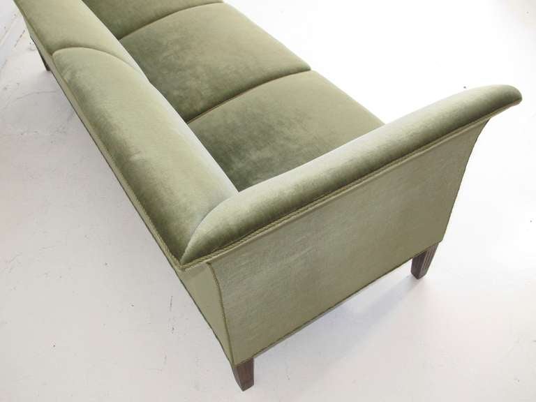 Mid-Century Modern MId-century Mohair Sofa with Flared Arms