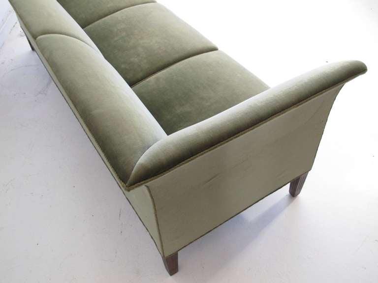 Mid-20th Century MId-century Mohair Sofa with Flared Arms