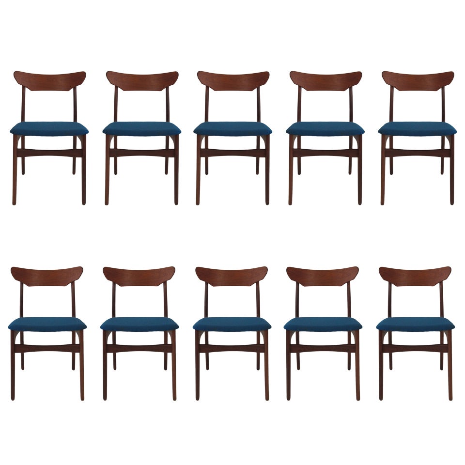 Set of 10 Mid-century Danish Dining Chairs