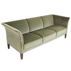 MId-century Mohair Sofa with Flared Arms