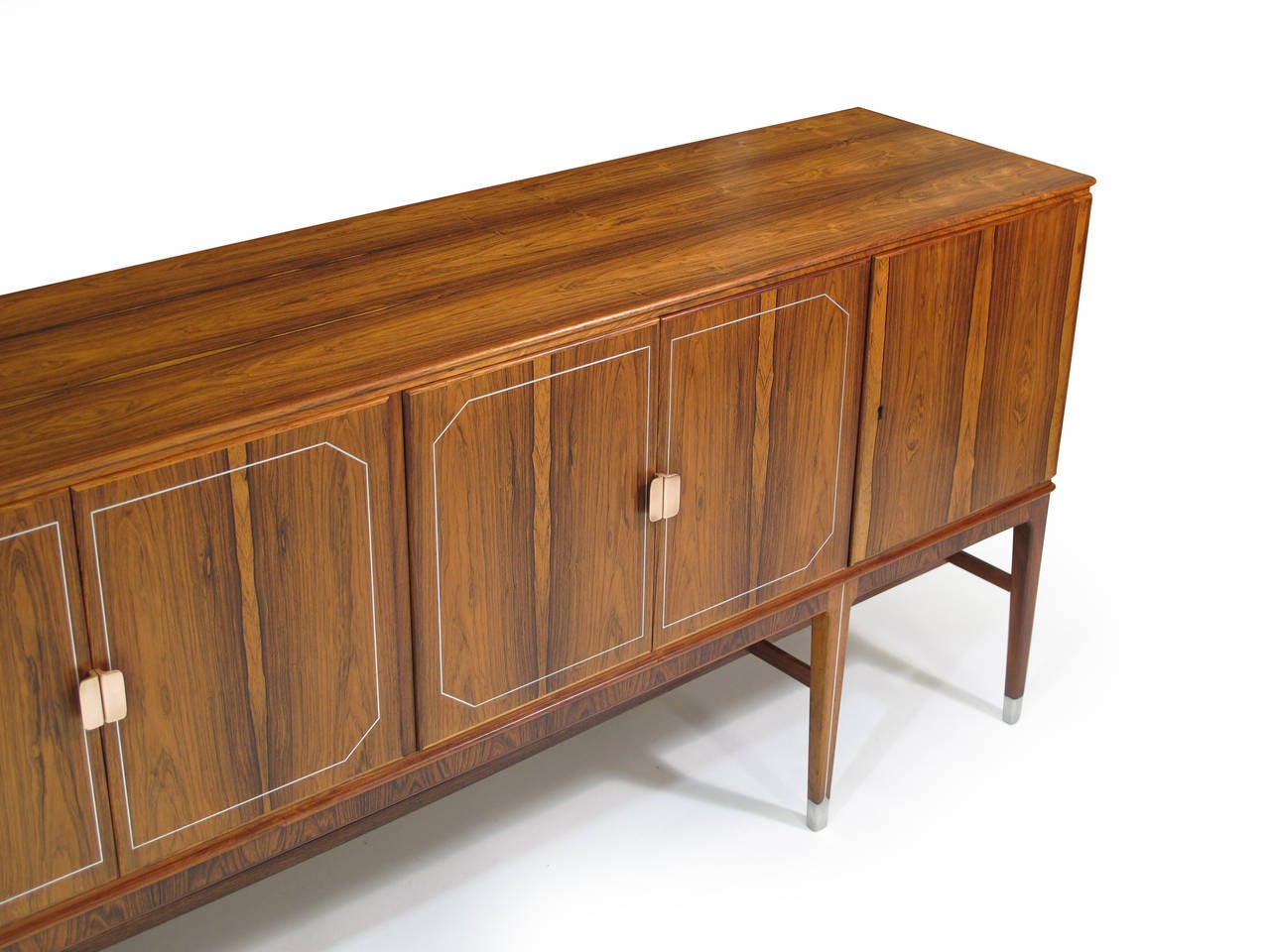 20th Century Georg Kofoed Rosewood Credenza with Eight-Karat White Gold Inlay