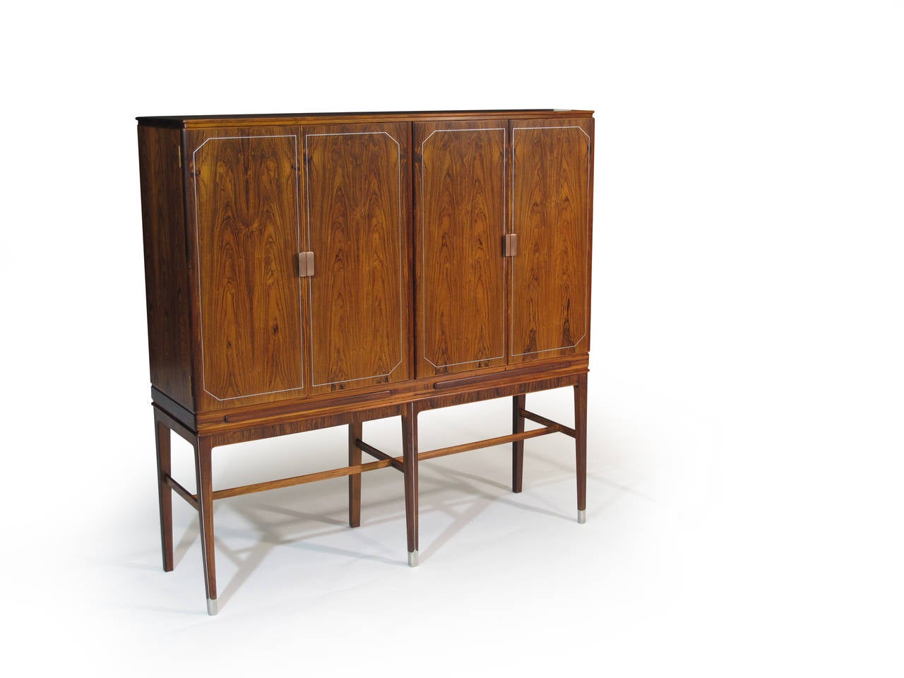 Gold Plate Georg Kofoed Rosewood Cabinet with Eight-carat White Gold Inlay