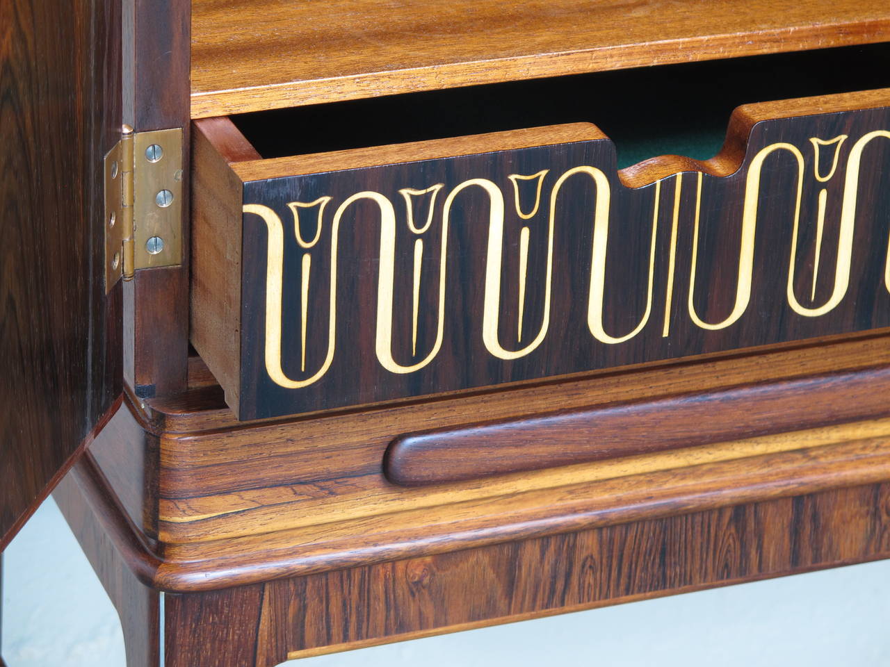 Hand-Crafted Georg Kofoed Rosewood Cabinet with Eight-carat White Gold Inlay