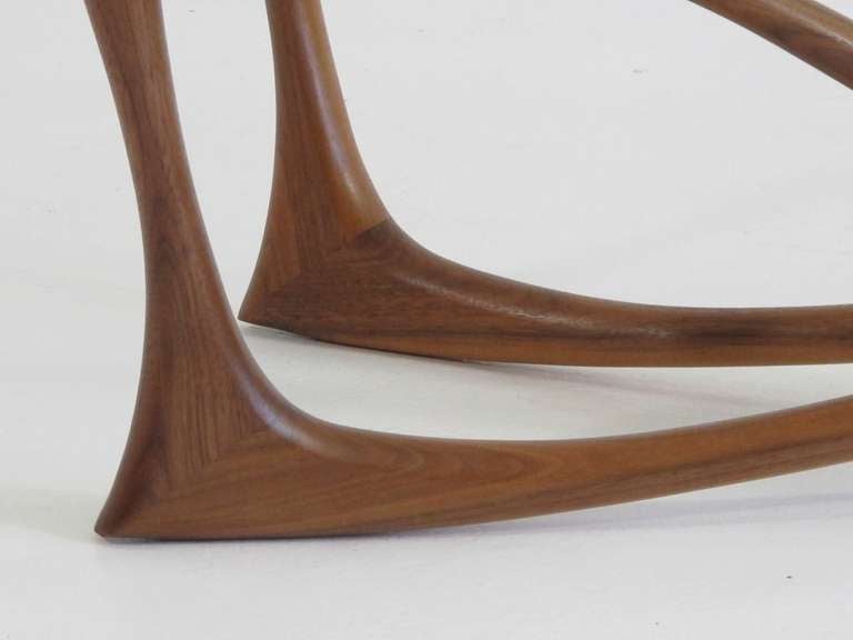 Dragonfly Walnut & Glass Coffee Table In Excellent Condition In Oakland, CA