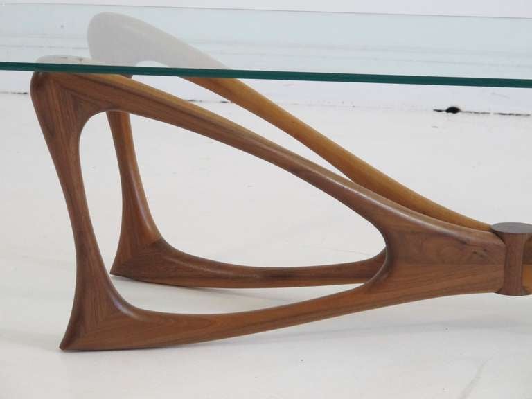 walnut and glass coffee table