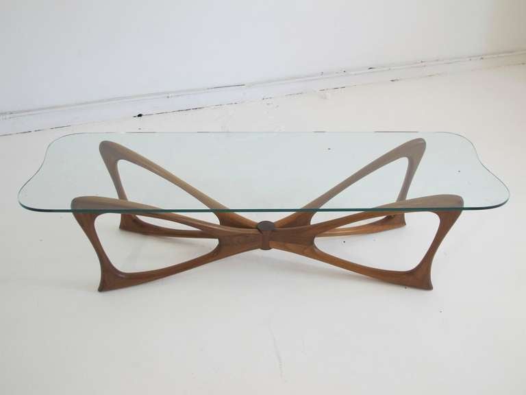 Dragonfly Walnut & Glass Coffee Table 1