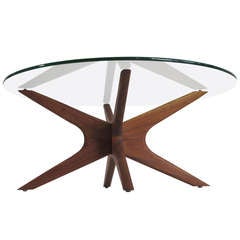 Adrian Pearsall Round Walnut Glass Table