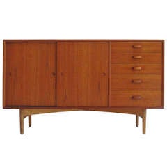 Mid-century Danish Teak Credenza on Oak Legs