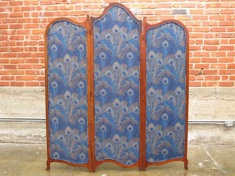 Mahogany William Morris Fabric Screen