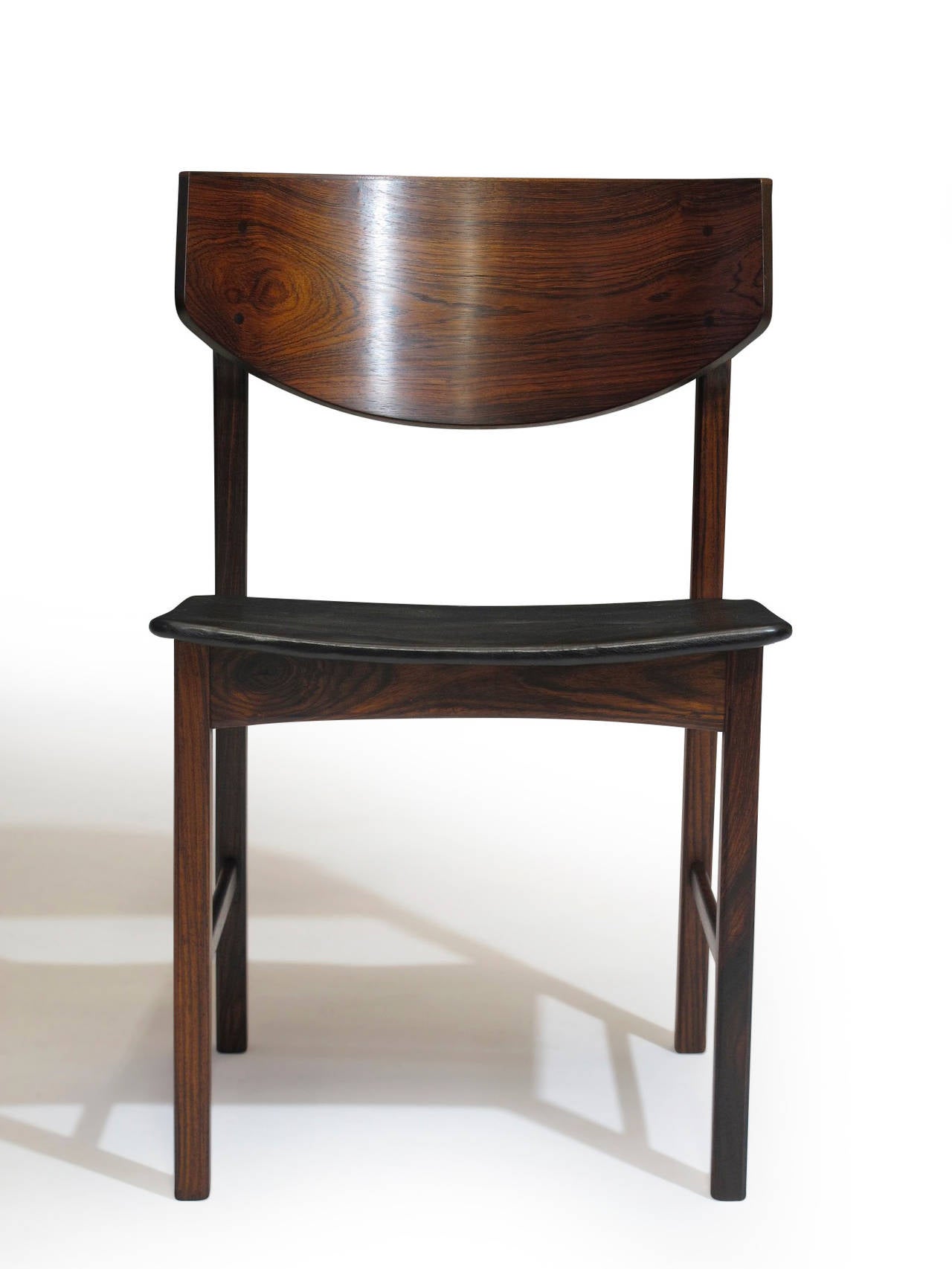 Eight Brazilian Rosewood Dining Chairs In Excellent Condition In Oakland, CA