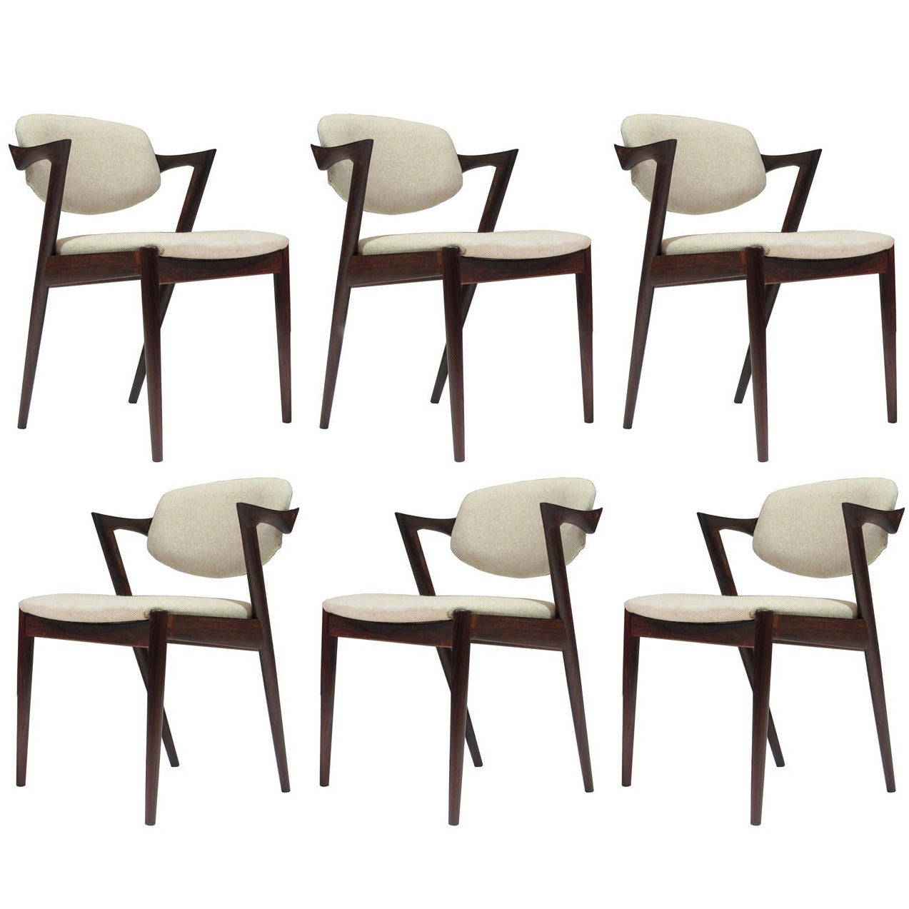 Six Rosewood Kai Kristiansen Danish Dining Chairs  14 Available